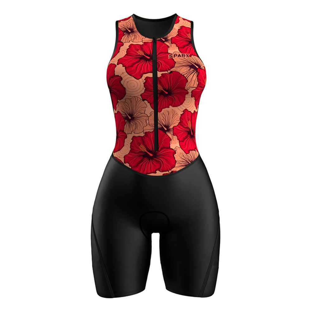 Cycling Gear Jersey - Sparx กีฬา Triathlon Race ชุดสตรีแขนกุดขี่จักรยาน Skinsuit