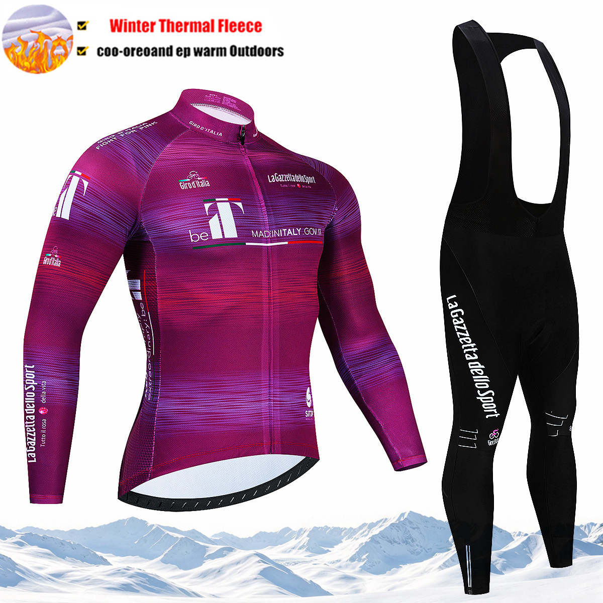Cycling Bib Shorts - ชุดปั่นจักรยาน Tour De Italia Giro สำหรับฤดูหนาว